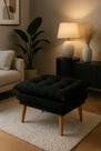 Puff Opalak Design Moderno Pés Palito Sala TV Conforto Sala Estar Escritório Consultório Sala Jantar Preto