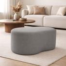 Puff Orgânico Curvo Feijão Sala Redondo Confortável Quarto Moderno Linho Cor:Bege