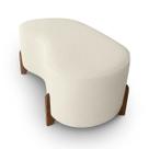 Puff Orgânico Curvo Pé de Madeira Decorativo para Sala Confortável e Reforçado Bouclé
