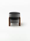 Puff orion decorativo para sala e quarto cinza preto