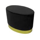 Puff Oval Moderno Base Dourado Estofado Preto Luxo