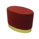 Puff Oval Moderno Base Dourado Estofado Vermelho Luxo