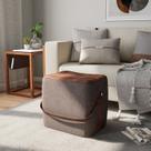 Puff para Sala de Estar em Linho Bag Marrom/Preto