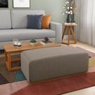 Puff para Sala de Estar em Linho York Cinza/Marrom