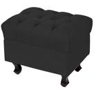 Puff París Luis Xv Capitone Suede Preto Pés Madeira - Lyam Decor