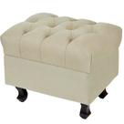 Puff París Luis Xv L02 Capitone Suede Bege Pés Madeira - Lyam Decor