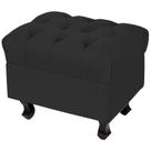 Puff París Luis Xv L02 Capitone Suede Preto Pés Madeira - Lyam Decor