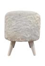 Puff Pé Palito Redondo Não é Segredo Astracan Pelúcia Branco Pés Branco 40x45