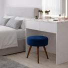 Puff Pé Palito Redondo Suede Clique E Decore Retrô Azul