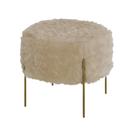 Puff Pelucia Redondo Lui Pé de Ferro Dourado Estofama