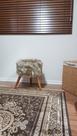 Puff Peludinho Decorativo Redondo Bege - Artesanal