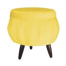 Puff Pétala Pés Palito Tabaco Suede Amarelo - DS Estofados