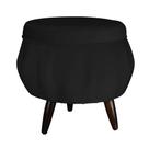 Puff Pétala Pés Palito Tabaco Suede Preto - DS Estofados