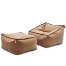 Puff Poltrona Com Apoio Diana Good Pufes Nobuck Bege Repelente a Água Enchimento de Pérolas EPS 3mm Confortável Sala e Quarto 95x95x60cm Ergonomico