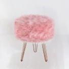 Puff Puf Banqueta Decoração De Quarto E Sala De Estar Rosê Pés de Ferro Bronze