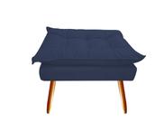 Puff Puf Banqueta Decorativa Opala Retangular Suede Azul Marinho Pés Madeira Mz Decor