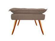 Puff Puf Banqueta Decorativa Opala Retangular Suede Capuccino Pés Madeira Ms Decor