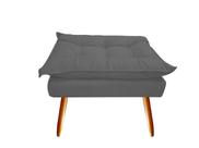 Puff Puf Banqueta Decorativa Opala Retangular Suede Cinza Pés Madeira Mz Decor