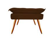 Puff Puf Banqueta Decorativa Opala Retangular Suede Marrom Pés Palito Madeira Ms Decor