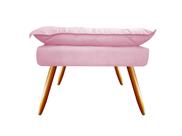 Puff Puf Banqueta Decorativa Opala Retangular Suede Rosa Bebê Pés Madeira Ms Decor