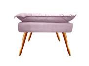 Puff Puf Banqueta Decorativa Opala Retangular Suede Rosê Pés Madeira Ms Decor