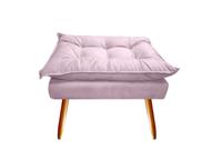 Puff Puf Banqueta Decorativa Opala Retangular Suede Rosê Pés Madeira Mz Decor