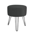 Puff Puf Banqueta Redondo Decorativo Preto Pés Ferro
