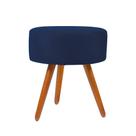 Puff Puf Banqueta Redondo Para Camarim Suede Azul Marinho
