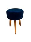 Puff Puf Banqueta Suede Azul Marinho - Pés Palito