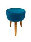 Puff Puf Banqueta Suede Azul Turquesa - Pés Palito