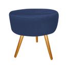 Puff Puf Decorativo Lavínia Redondo Suede Azul Marinho Pés Palito Madeira Ms Decor