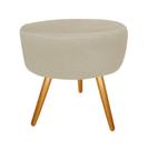 Puff Puf Decorativo Lavínia Redondo Suede Bege Pés Palito Madeira Ms Decor