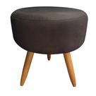 Puff Puf Decorativo Lavínia Redondo Suede Marrom Pés Palito Madeira Ms Decor
