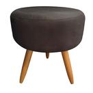 Puff Puf Decorativo Lavínia Redondo Suede Marrom Pés Palito Madeira Mz Decor