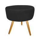 Puff Puf Decorativo Lavínia Redondo Suede Preto Pés Palito Madeira Ms Decor