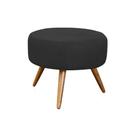 Puff Puf Decorativo Lavínia Redondo Suede Preto Pés Palito Madeira Mz Decor