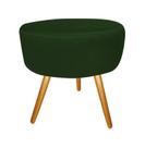Puff Puf Decorativo Lavínia Redondo Suede Verde Pés Palito Madeira Ms Decor