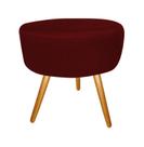 Puff Puf Decorativo Lavínia Redondo Suede Vermelho Bordô Pés Palito Madeira Ms Decor