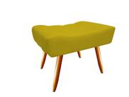 Puff Puf Decorativo Nina Retangular Couro Amarelo Pés Madeira Ms Decor