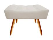 Puff Puf Decorativo Nina Retangular Couro Bege Pés Madeira Ms Decor