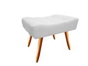 Puff Puf Decorativo Nina Retangular Couro Branco Pés Madeira Ms Decor