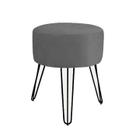 Puff Puf Magnus Redondo Cinza Pés Aramado Luxo Para Recepção Puff Puf Magnus Redondo Cinza Pés Aramado Luxo Para Recepção