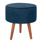 Puff Puf Redondo Pes Palito 44x40cm Suede Azul Marinho Mpassos Azul Marinho