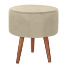 Puff Puf Redondo Pes Palito 44x40cm Suede Bege MPassos