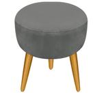 Puff Pufinho Puf Redondo Pés Palito Suede Cinza Recepção Sala Quarto - Bela Móveis
