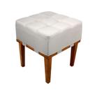 Puff Quadrado de Linho Para Sala Detalhe Reto - Bege Claro - Decore Casa Puff Quadrado de Linho Para Sala Detalhe Reto - Bege Claro - Decore Casa