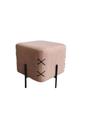 Puff Quadrado Decorativo Moscou em Linho Marron e Base Metal Preto - Luz Decor