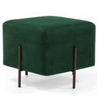 Puff Quadrado Decorativo Status 45x45 D02 Pés de Aço Veludo Verde Musgo C-303 - Lyam Decor