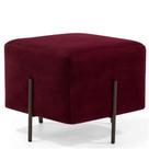 Puff Quadrado Decorativo Status Pés de Aço Veludo Marsala C-278 - Lyam Decor