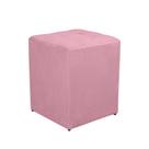 Puff Quadrado Decorativo Suede Rosa Bebe